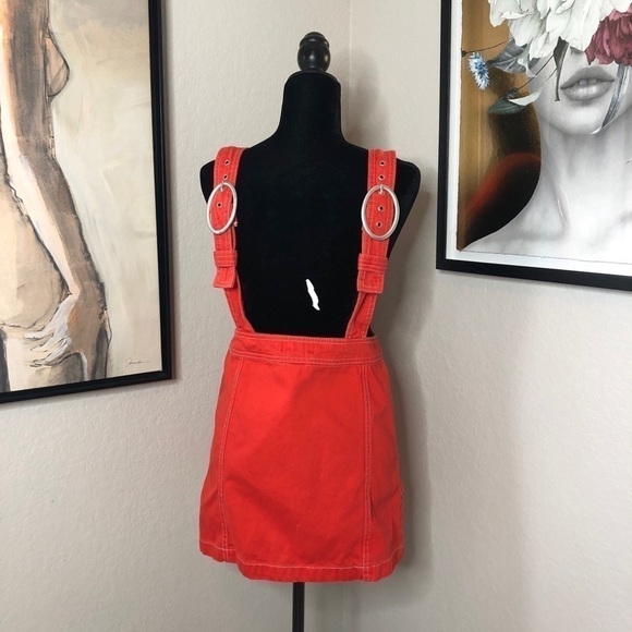 forever21 Los Angeles Mod 60s Style Orange Denim Jumper - Picture 4 of 10